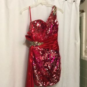 Red sequin dress